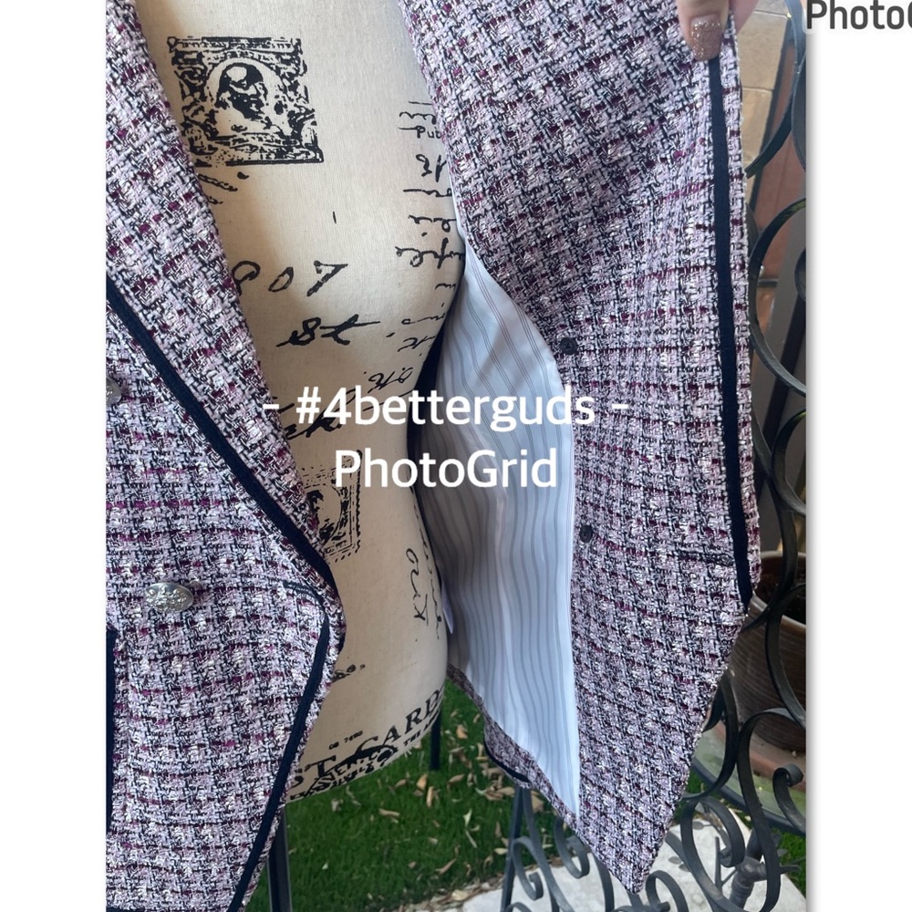 New Veronica Beard “Theron” Tweed Double Breasted Tailored Trim Jacket Size 6 - Picture 9 of 16